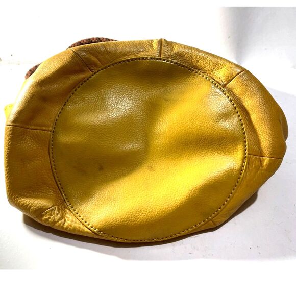 The Sack  genuine leather shoulder Bag indio yellow boho Slouch large tote women - Picture 6 of 8